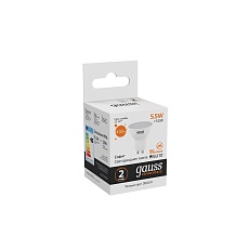Лампа светодиодная Gauss GU10 5.5W 4100K матовая 13626 4