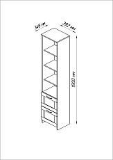 Стеллаж Шведский Стандарт Сириус 39х190 с 2 ящиками 2.02.07.140.5 3