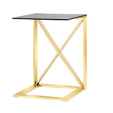 Журнальный стол Stool Group Кросс 40*40 черное стекло/сталь золото УТ000004651