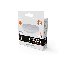 Лампа светодиодная Gauss GX53 6W 3000K матовая 83816 3
