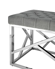 Банкетка Stool Group АРТ ДЕКО вельвет серый сталь серебро BENCH-016-GR 1