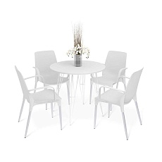 Обеденная группа Sheffilton SHT-DS199 белоснежная шагрень/хром лак/белый 7466349401