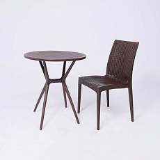 Садовый стол AksHome Palermo 65*71, пластик, коричневый 94019 3