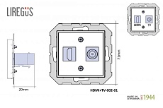 Розетка HDMI/TV оконечная Liregus Epsilon антрацит 28-1132 1