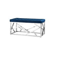 Банкетка Stool Group АРТ ДЕКО вельвет синий сталь серебро BENCH-016