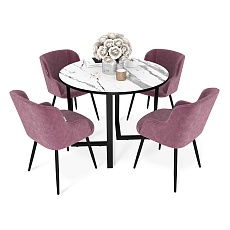 Обеденная группа Sheffilton SHT-DS223 статуарио венато/пыльн.роза/черн.муар 6380925101