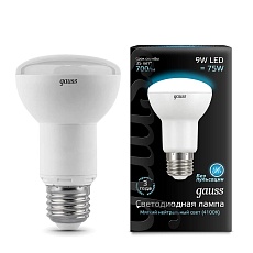 Лампа светодиодная рефлекторная Gauss E27 9W 4100K матовая 106002209 5