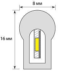 Гибкий неон Uniel 8W/m 120LED/m 2835SMD синий 50M ULS-N21-2835-120LED/m-8mm-IP67-220V-8W/m-50M-Blue UL-00002926 2