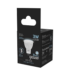 Лампа светодиодная Gauss GU4 3W 4100K матовая 132517203 3