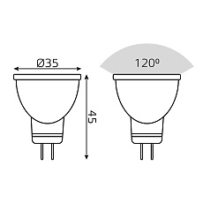 Лампа светодиодная Gauss GU4 3W 3000K матовая 132517103 1