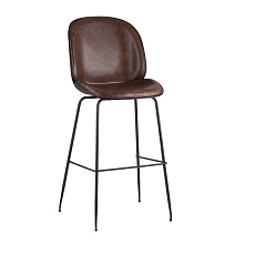 Барный стул Stool Group Турин со спинкой коричневый экокожа черные ножки 9329C BROWN