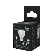 Лампа светодиодная Gauss GU4 3W 4100K матовая 132517203 4
