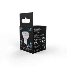 Лампа светодиодная Gauss GU10 5W 4100K матовая 101506205 3